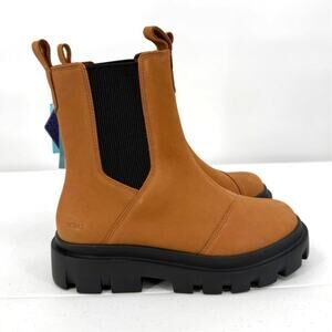 NWT TOMS Rowan Chelsea Lug Boots Water Resistant Tan Leather Size 7.5